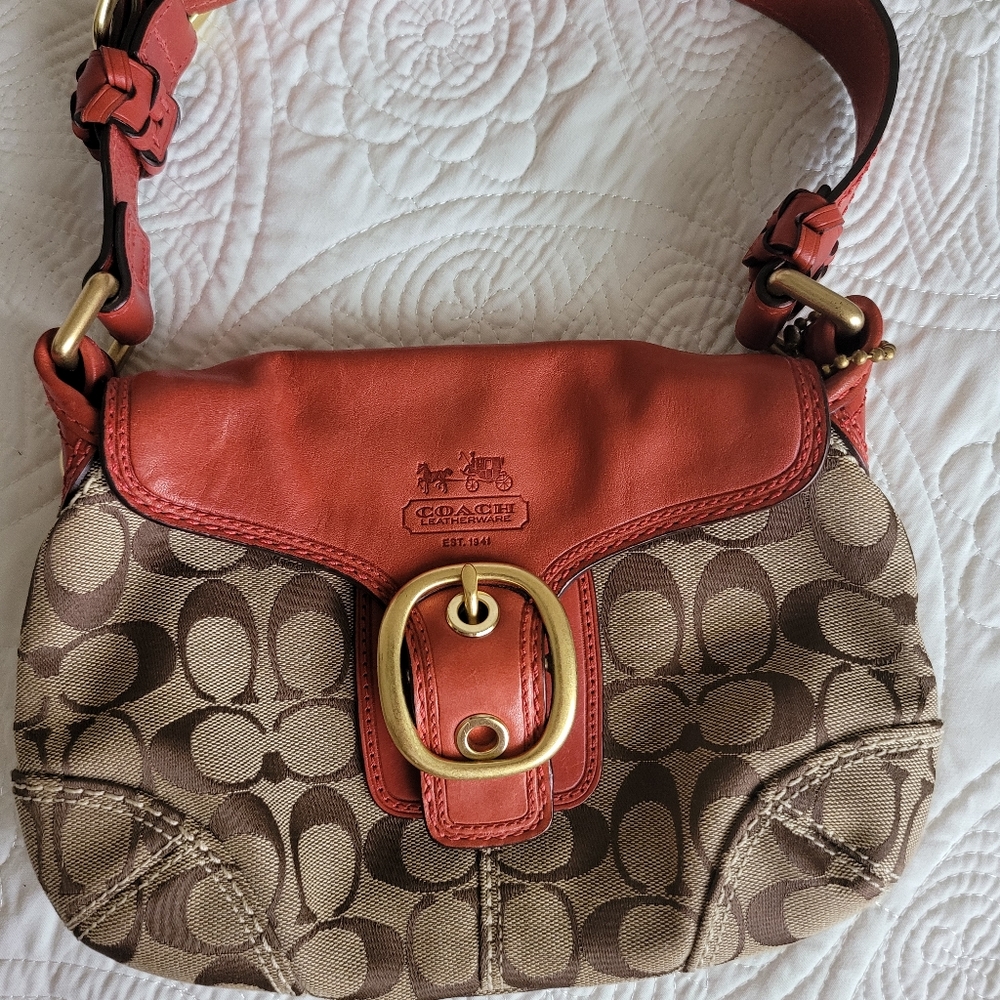 Coach Bleeker Red signature handbag